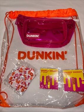 Dunkin' Pink & Orange Bucket Clear Logo Tote
